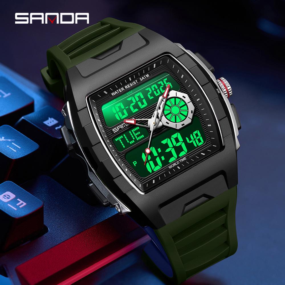 Sanda Trendy Multifunctional Sports Watch with Countdown, Snooze & Luminous Waterproof Features for Students - Model 3397