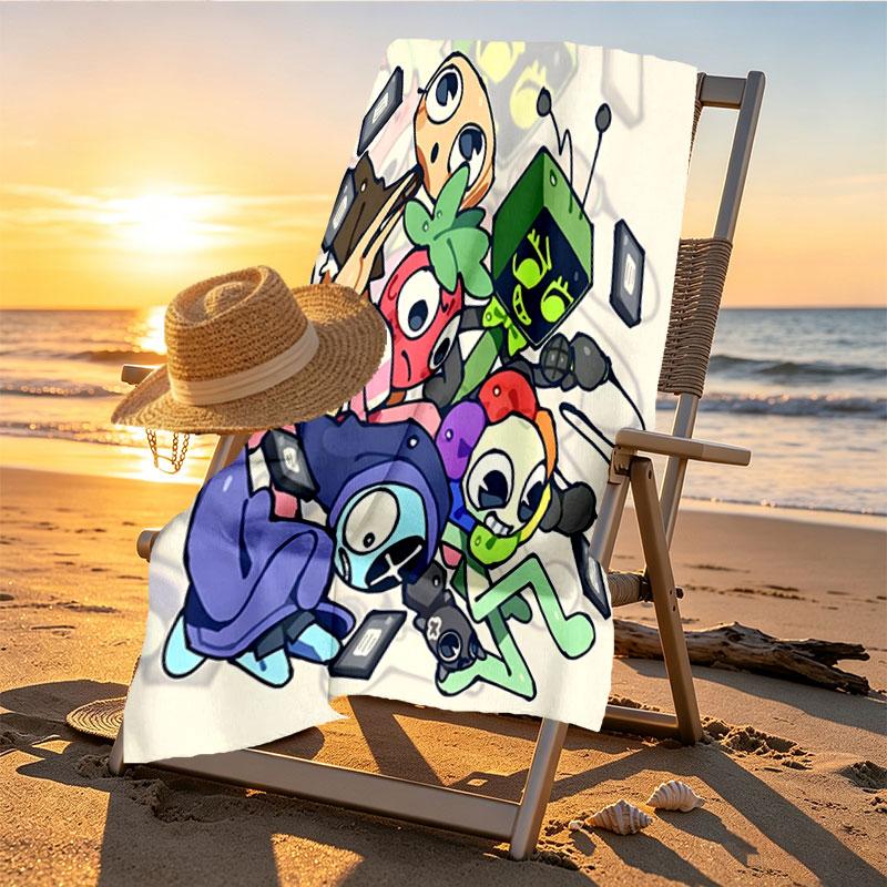 Dandy's World Print Beach Towel Design, Soft, Lightweight. for Home Bathroom, Spa, Pool, Yoga, Surfing, Camping, Gift for Family, Friend