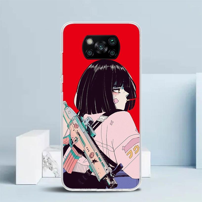 Japanese Style Anime Girl Phone Case For Xiaomi Poco F7 Ultra X5 X6 X7 Pro M7 Redmi 15C 15 13C 13 12C 12 10C 10 10A 9 9C 9A 9T C
