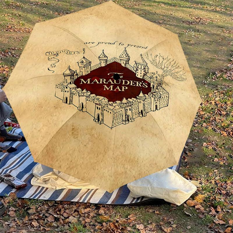 1PC Warner Marauder's Map Hogwarts Umbrella-8-Rib Reinforced, Automatic Open, Lightweight-A115