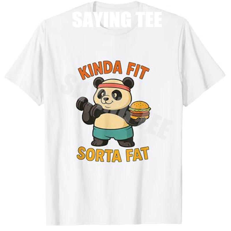 Trochu padne Trochu tlustý Vtipné Posilovna Roztomilý Panda Retro Tričko Fitness Sval Pug Vzpírání Pes Kreslené Tričko Novinka Dárek Y2k Bavlna