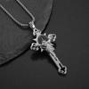 Stainless Steel Christian Saint Benedict Jesus Cross Pendant Necklace Amulet Jewelry Gift for Men Women