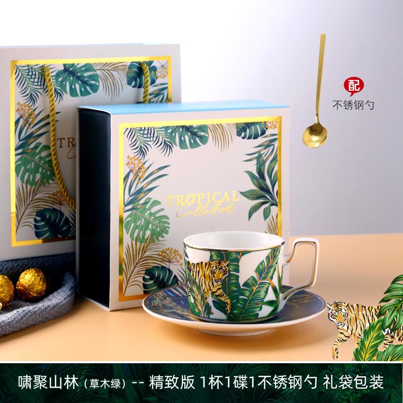 220ml Ceramic Coffee Cup Saucer Creative Flower Bird Mug Exquisite Afternoon Tea Flower Tea Coffee Cup Home Breakfast Milk Mug