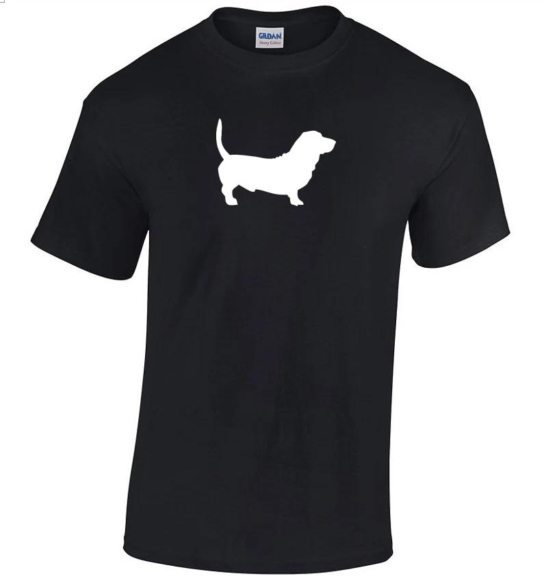 Basset Hound T-Shirt Black White Tee Shirt Cotton Dog Canine Pet S-5XL L