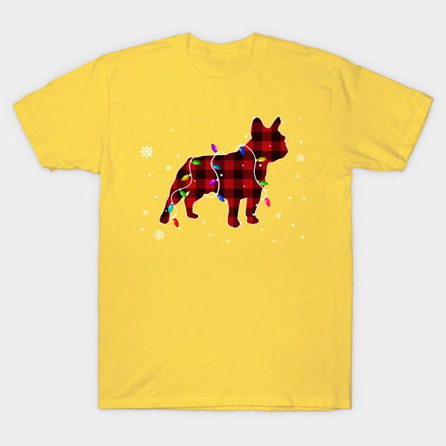 Summer Fashion Clothing Tshirt Funny French Bulldog Christmas Lights Red Plaid Gi Print Men Solid Color Slim Fit Short Sleeve Tops