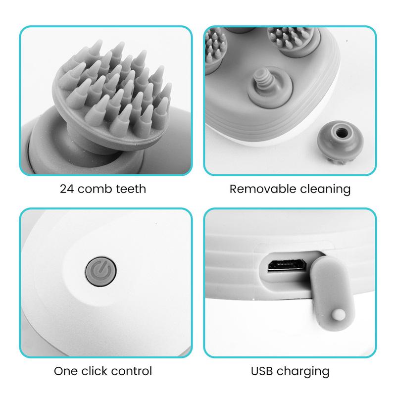 Electric Head Scalp Massager with 4 Kneading Massage Heads Body Deep Tissue Massager for Hair Growth Relaxtion and Cat Pet Claw
