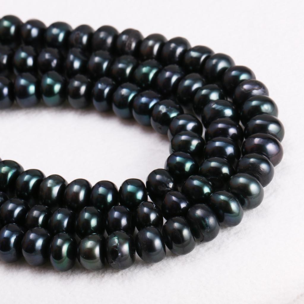 1String, Black Natural Freshwater Pearls, Coin Pearl Beads, 7–8 Mm, for DIY Necklace Accessories, Jewelry Making Valentine's Day Gifts, 36cm