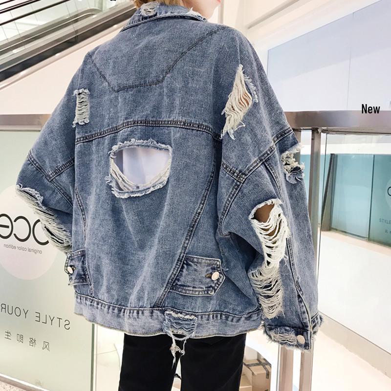 

Men s Harajuku-Style Denim Jacket: Spring/Autumn Loose Fit L светло-синий