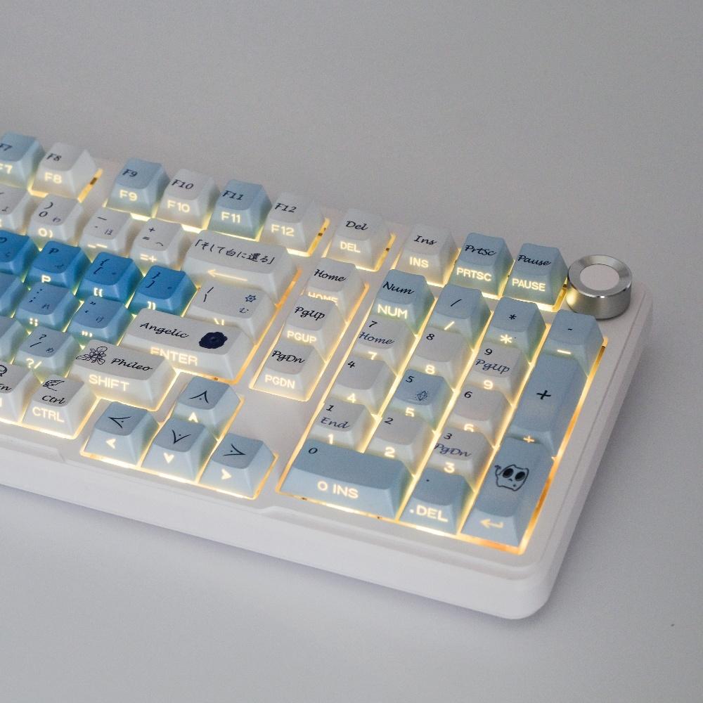 Blue Love Side Engraving Translucent Different World Emotional Theme Keycaps Cherry Pbt Sublimation 128Keys Keycaps