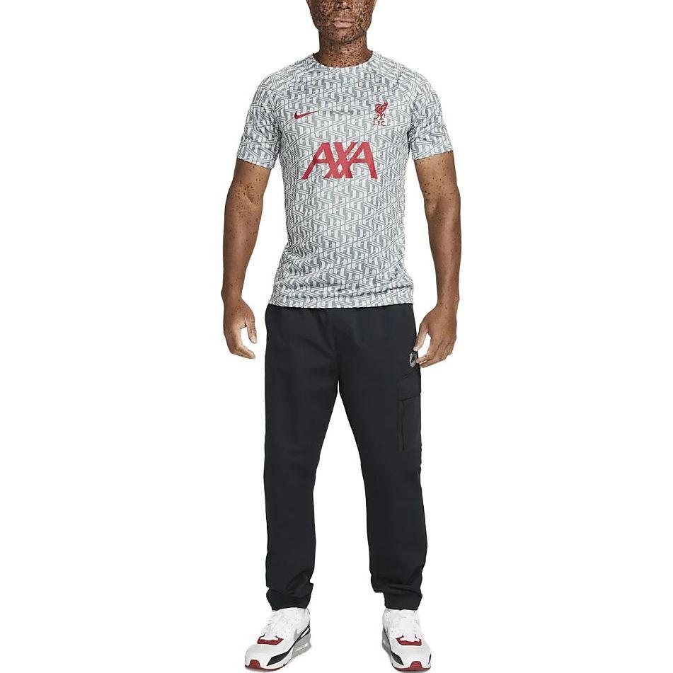Nike Liverpool 2023 Pre-Match Geometric Pattern Crew Neck Short Sleeve Football Shirt Men Tops Gray DR4904-013