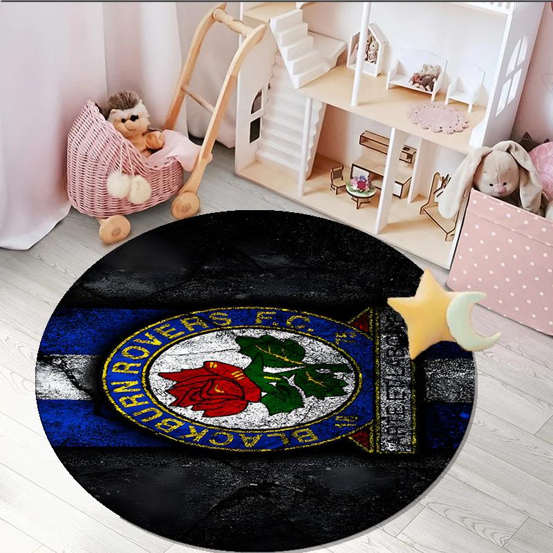 1PC round rug Rovers Crest Football Club Printed Round Area Rug ,Rug For Home Office, Round Chair Rug, Decorative Carpet Fan gifts Christmas gift