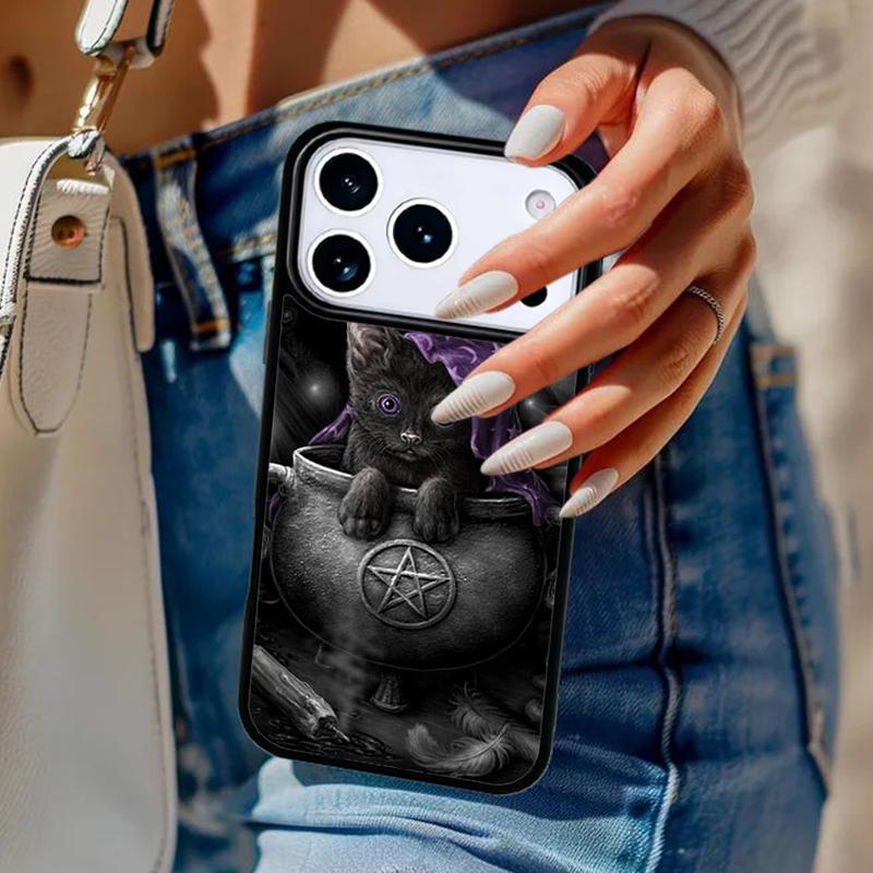 Witch and cat Colorful Cute Phone Case For iPhone 17 Air 14 15 13 12 Max Cover For Apple 16e 11 Pro Max Plus Coque