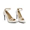 Fashion Lacquer Leather High Heels 2024 New Pointed Shallow Loop Ankle Buckle Thin High Heels Women's Shoes High Heels