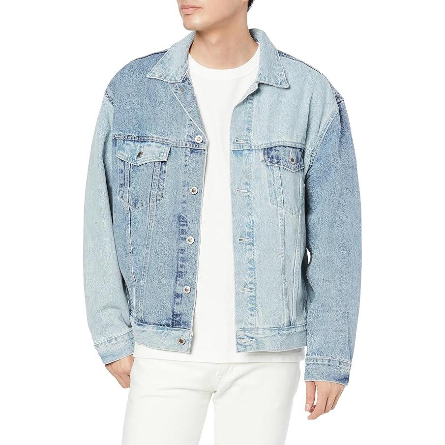 Levis Solid Color Square Neck Loose Single Breasted Long Sleeve Jacket Men jackets Blue A3179-0005