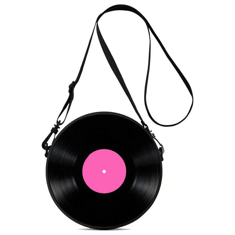 Women'S Personalized Vinyl Record Small Round Bag Can Be Carried And Carried Polyester Multi-Functional Cosmetic Bag Storage Bag