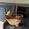 Large-capacity Contrasting Color Bag Women's New Casual Woven Bag Summer Versatile Seaside Vacation Beach Bag