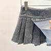 Elegant Grey Wool A-Line Pleated Skirt for Women - Versatile, Age-Reducing, Anti-Exposure, Korean Style, Autumn Winter 2025