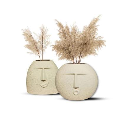 Ceramic Beige 'Kiss Face Vase' | Vases for Home Decor Decorative Vase for Dried Flowers and Pampas Grass - Set of 2 Latest