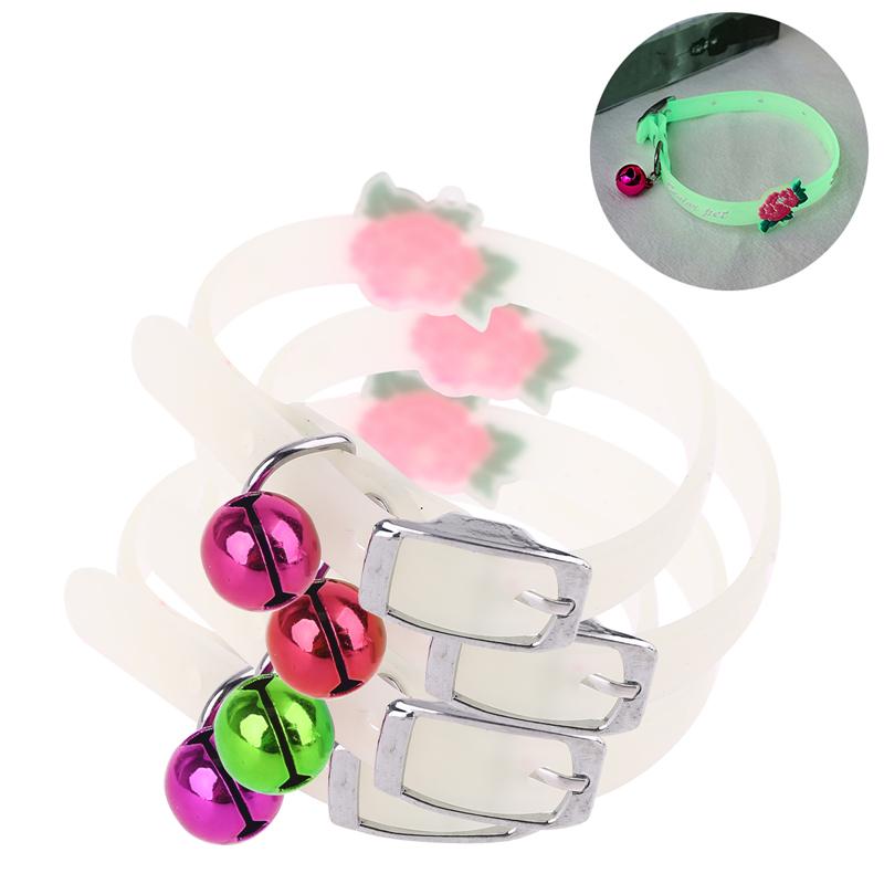 1Pc Pet Glowing Collars with Bells Glow At Night Dogs Cats Collar Necklace Chain Light Luminous Neck Ring Pet Accessories