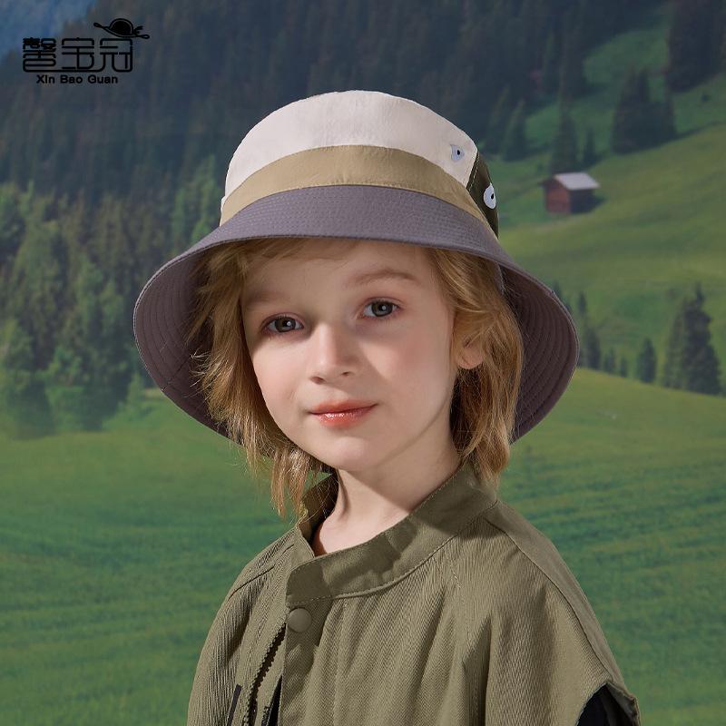 Children's hat quick-drying waterproof color matching bucket hat outdoor travel breathable sunscreen hat men's thin big-brimmed sun hat