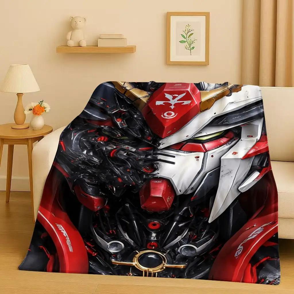 3D Gundam Cartoon Robot Christmas Gift Flannel Blanket,Ultra Soft Warm Plush Throw for Home Bedroom Bed Sofa Cover Office