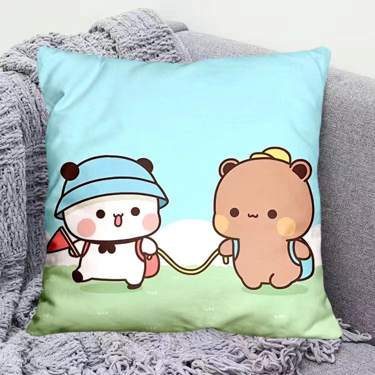 Yier Panda Roztomilý Polštář Bubu Dudu Kreslený Čtvercový Polštář Kawaii Anime Měkký Bederní Polštář na Pohovku Auto Domov Dekorace Ložnice