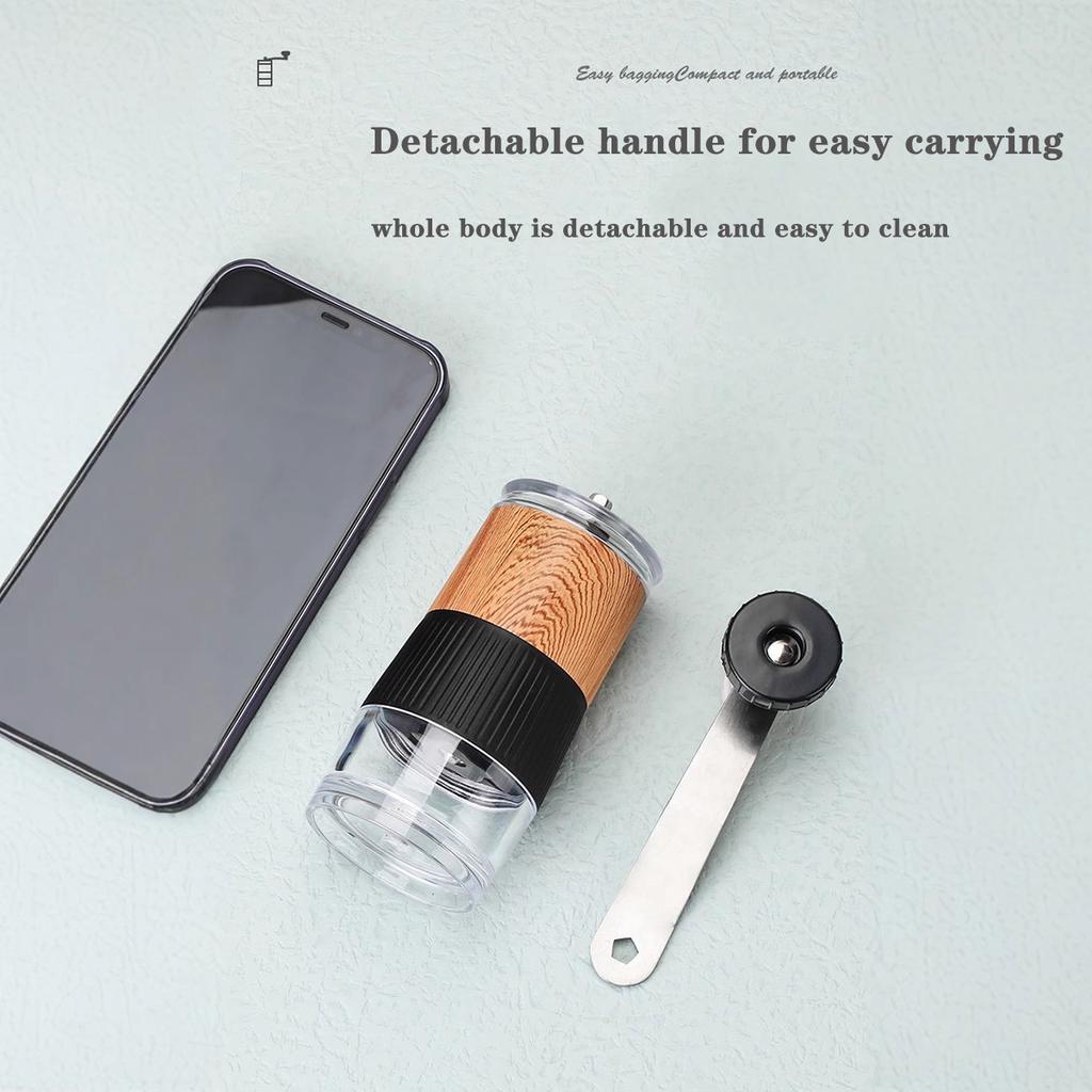 Manual Coffee Grinder with Ceramic Burr Core Adjustable Coarseness Effort-Saving Design Portable Bean Mill for Home/Office