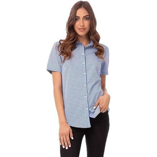 

Women s Blue Retro Plaid Short Sleeve Loose Slimming Top - 2026 Autumn/Winter Collection Small синий/белый