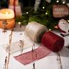 DIY Weihnachtsbandrolle zum Schleifenbasteln und für die Geschenkverpackungsdekoration aus drahtverstärktem Leinenmaterial für die saisonale Feiertagsnutzung