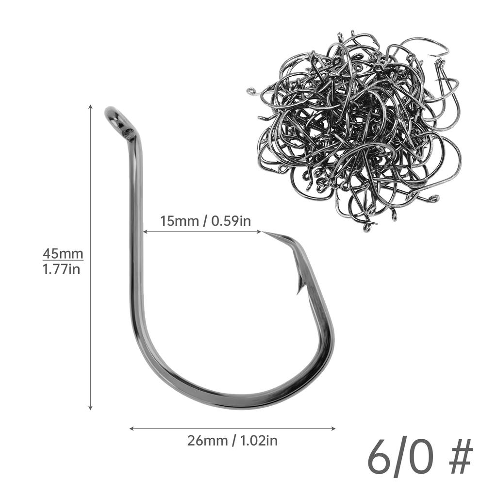100pcs 1/0 2/0 3/0 4/0 5/0 6/0 Octopus Circle Saltwater Fishing Hooks Offset Catfish Hooks