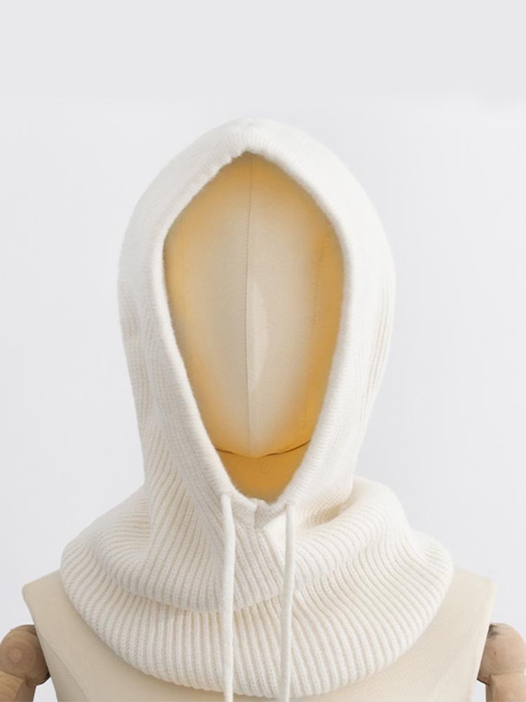 Women S Autumn&Winter Warm Ear And Neck Protection Knitted Hat Couple Knitted Hat Men S Outdoor Solid Color Scarf One-Piece Hat