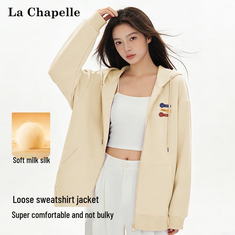 La Chapelle Women s Korean Style Hooded Cardigan Sweatshirt L