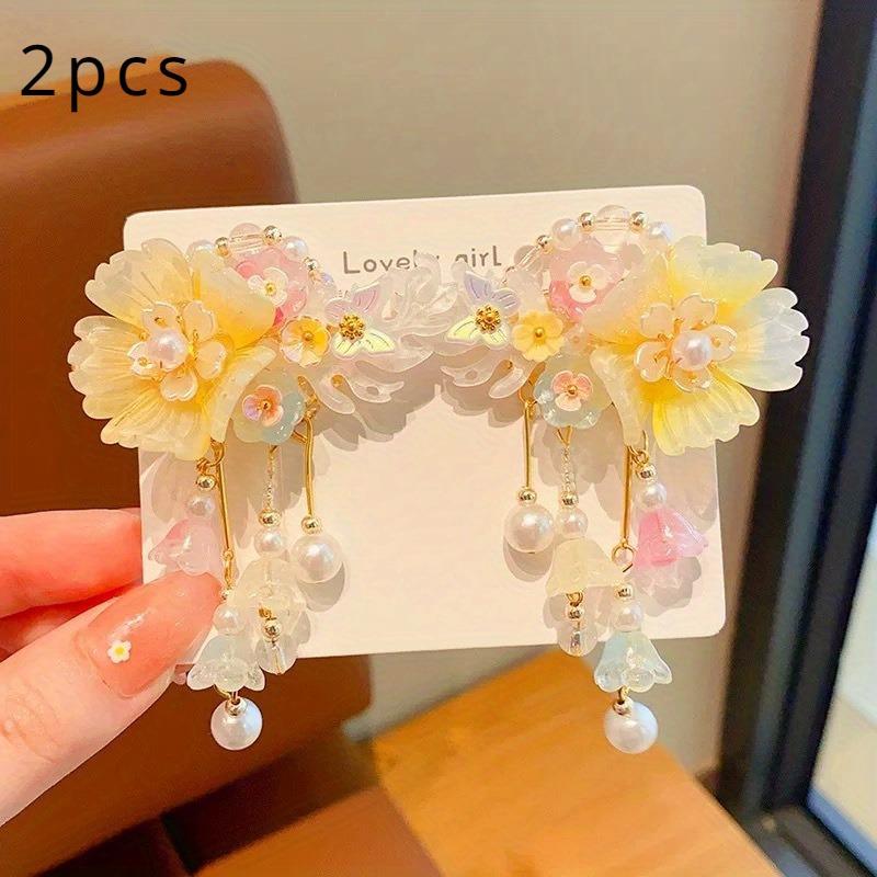 2pc Cute Women's Boutique Hair Accessories Resin Sweet Cute Hair Clips Suitable for Girls' Daily Activities Wear Elegant Hairpin