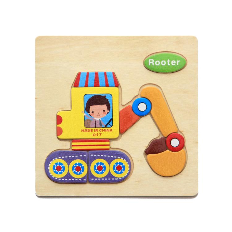 Cartoon Animal Fruit Car Pattern Wooden 3D Puzzle Baby Intelligence Early Learning Educational Toy Cute Wood Puzzle For Kids