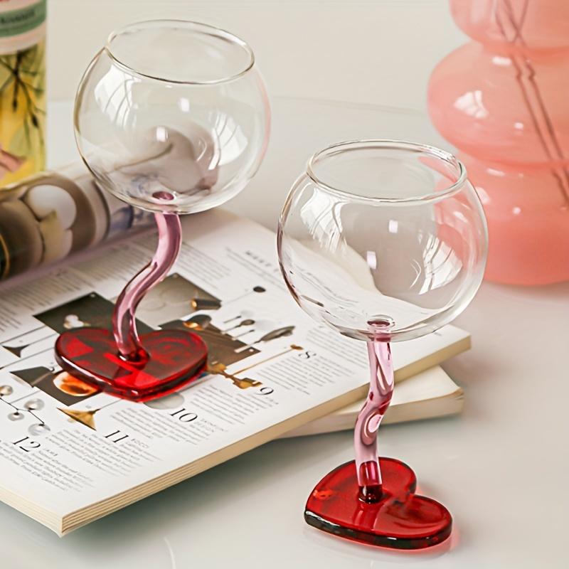 1pc 300ml Heart Shape Glass Goblet Champagne Wine Cup High Borosilicate Glass Heat-resistance Cocktail Cup Romantic Drinkware