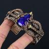 Blauer Saphir, im Labor hergestellter Edelstein, handgefertigt, Kupferdraht, Wickelschmuck, verstellbar, schöne Manschette für Sie