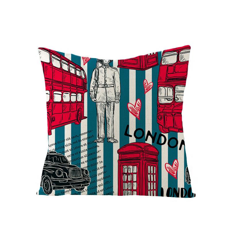 Nordic British Style Printed Pillowcase Polyester Home Sofa Pillowcase Living Room Bedroom Bedside Cushion Cover