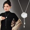 Autumn And Winter Shell Rose Sweater Chain Fashionable Personality Pull Fringe Flower Long Necklace