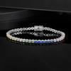 A New 3mm Copper Inlaid Colored Round Zircon Single-row Tennis Bracelet, Popular