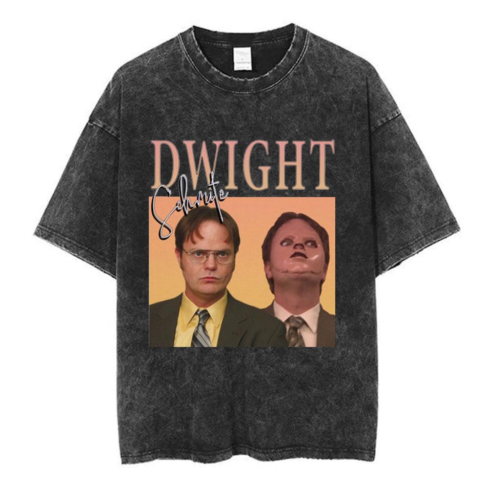 2026 Hot Sale TV Series The Office Dunder Mifflin Dwight Tv Show Scranton Washed T-shirts Men Women Cotton Casual Short Sleeves Tee Shirt Streetwear