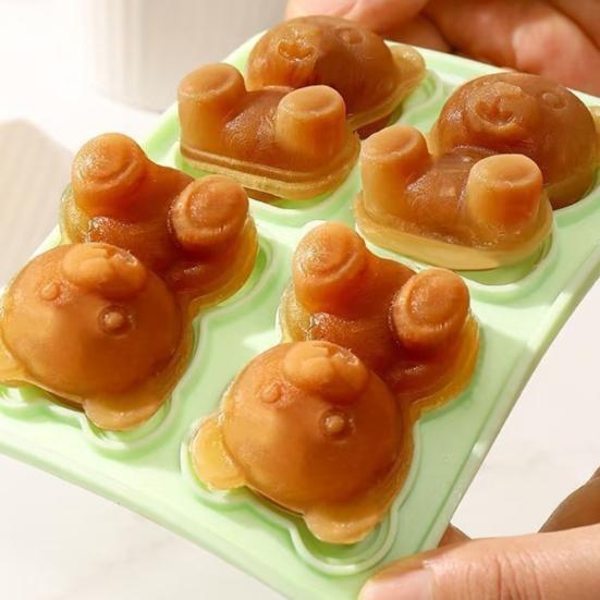 Bärenförmige Silikon-Eiswürfelform mit Deckel Lebensmittelqualität Leicht zu lösende Form Auslaufsicher Stapelbarer Eiswürfelbereiter Unverzichtbar für die Hausbar