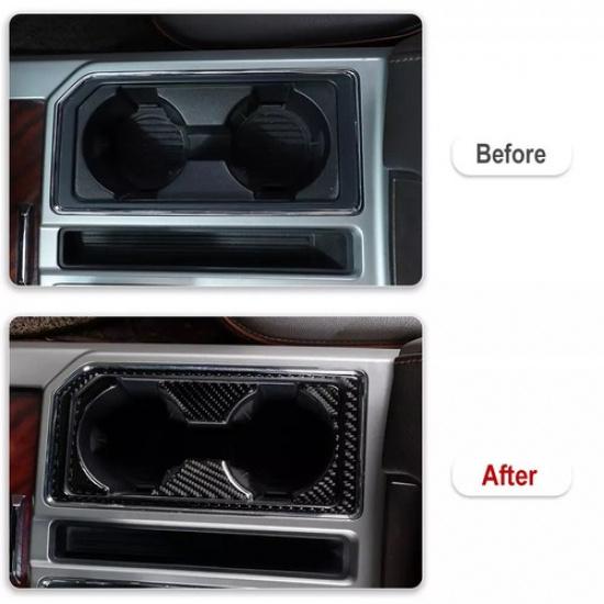 Front Water Cup Holder Cover Trim Decor Frame For Ford F150 2015-20 Carbon Fiber