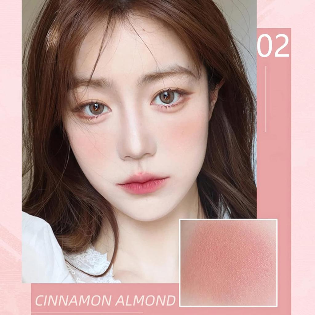 3-in-1-Farbmatt-Gesichtsrouge-Make-up-Puder, Make-up-Rouge für langanhaltendes, schweißresistentes, nicht fettendes Rouge, mattes, leuchtendes, natürliches Aussehen der Haut