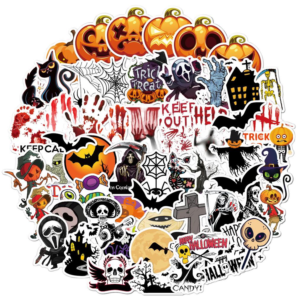 60P Pumpkin Sticker Pack Spoof Themes Waterproof Vinyl Halloween Sticker Set for Skateboard Laptops Decals Set