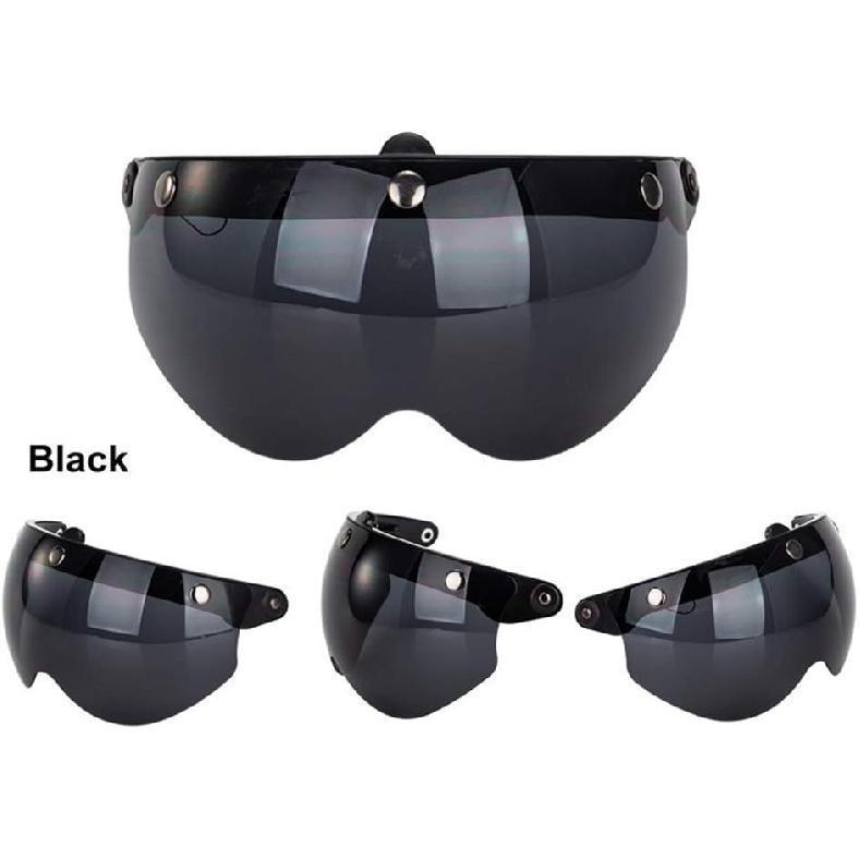 Universal 3-snap Retro Helmet Visor Windproof Sun Half Face Motorcycle Helmets Visor, Flip Up Visor Lens