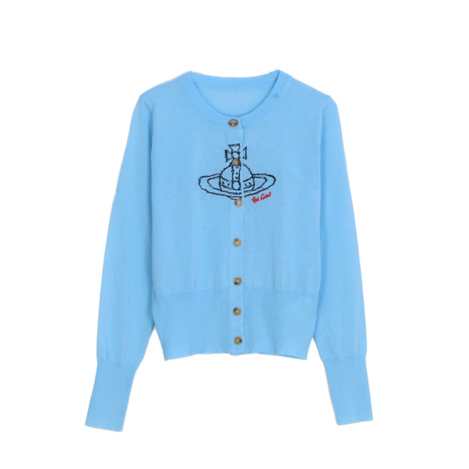 

Женский кардиган из французского льна облегающего кроя с вышивкой Сатурна – Универсальный трикотаж с длинным рукавом для весны и осени Small