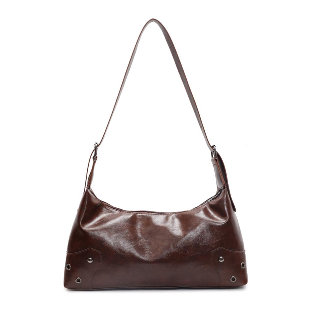 Women Metal Stud Handbag PU Leather Fashion Underarm Bag Large Capacity Vintage Casual Handbags Female Travel Handbag