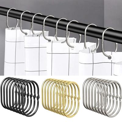 12 Pcs Glide Smoothly Oval Shower Hooks Rust Proof Shower Curtain Rod Hangers  Shower