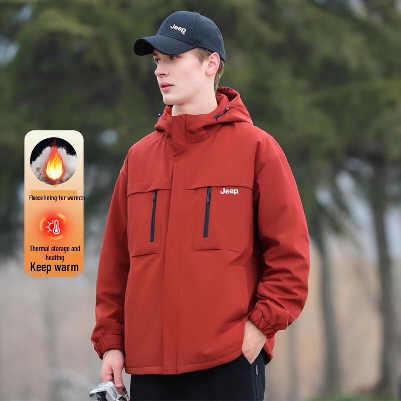 JEEP Men s Thickened Hooded Leisure Jacket M