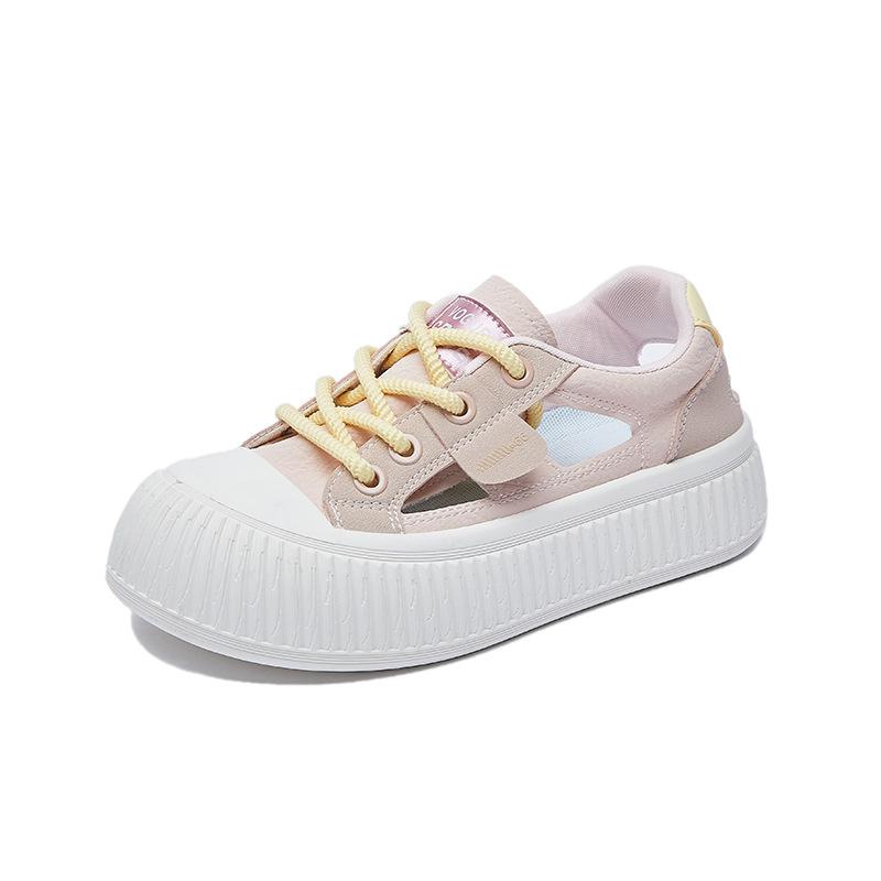 2025 Summer New Korean Version Breathable Little White Shoes Women's Hollow Casual Board Shoes Thick-soled Versatile Muffin Shoes Sports Shoes